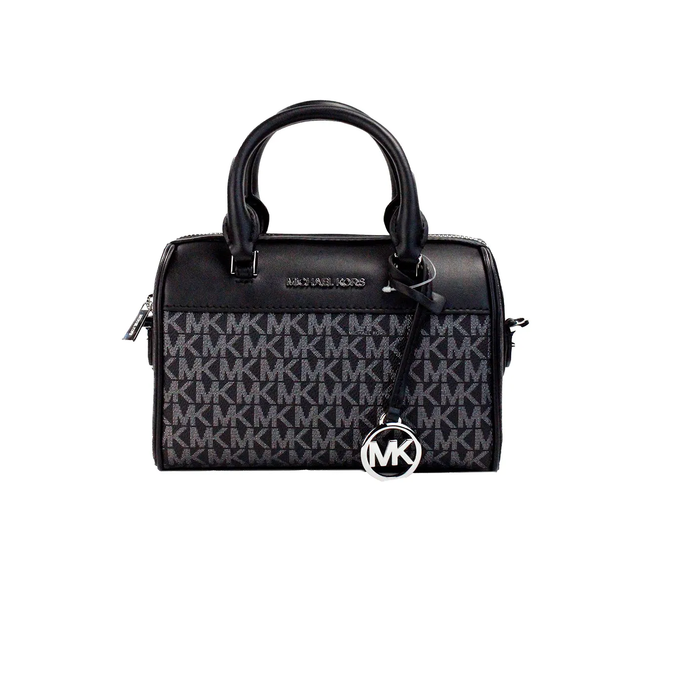 Michael Kors Women's Travel XS Black Silver Signature PVC Duffle Crossbody Bag Purse