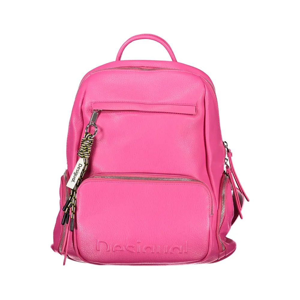 Desigual Women's Chic Urban Pink Backpack with Contrasting Details