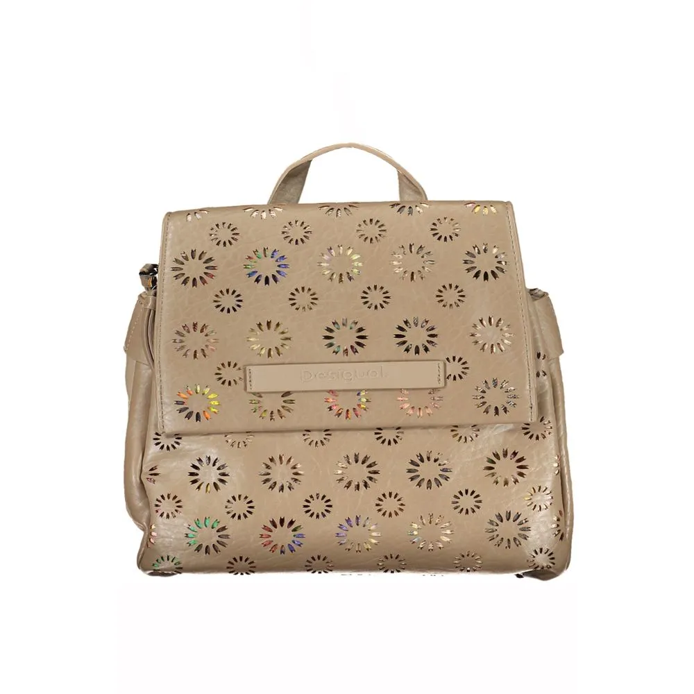 Desigual Women's Chic Brown Backpack with Contrast Details