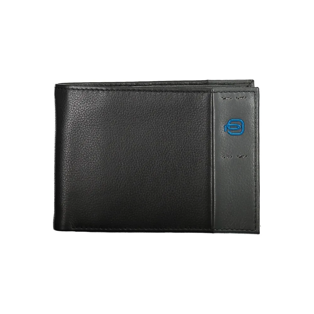 Piquadro Men's Elegant Dual-Fold Leather Wallet with Coin Purse