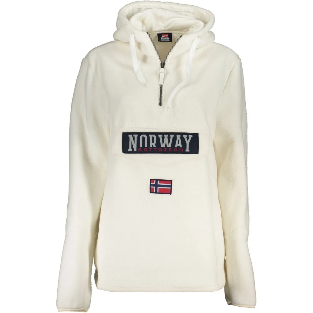 Norway 1963 Women's Chic White Half-Zip Hooded Sweatshirt