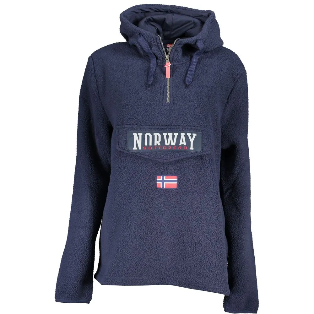 Norway 1963 Women's Chic Blue Hooded Sweatshirt with Unique Pocket