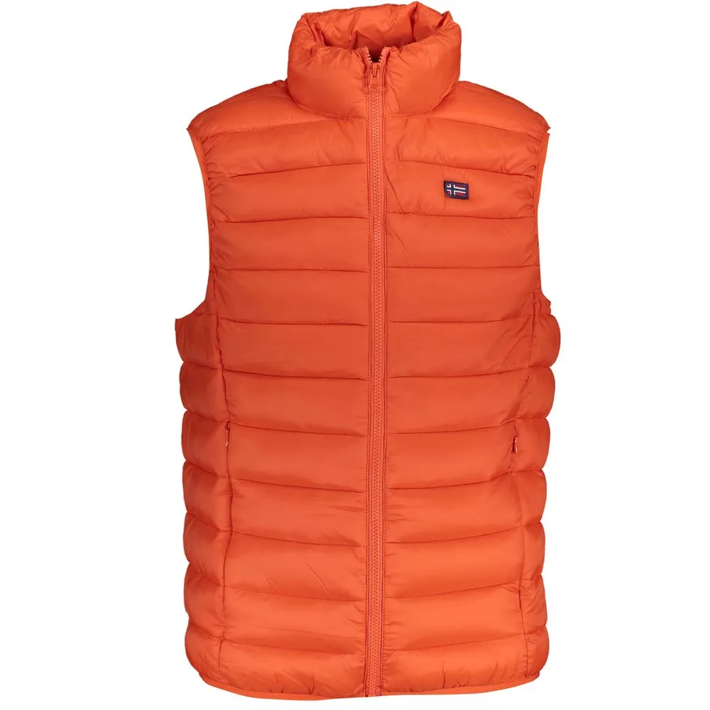 Norway 1963 Men's Sleek Sleeveless Orange Polyamide Jacket