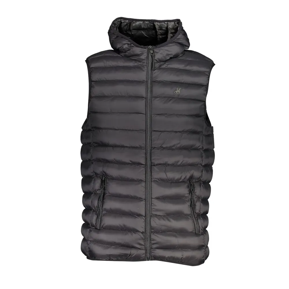 U.S. Grand Polo Men's Sleek Sleeveless Hooded Black Jacket