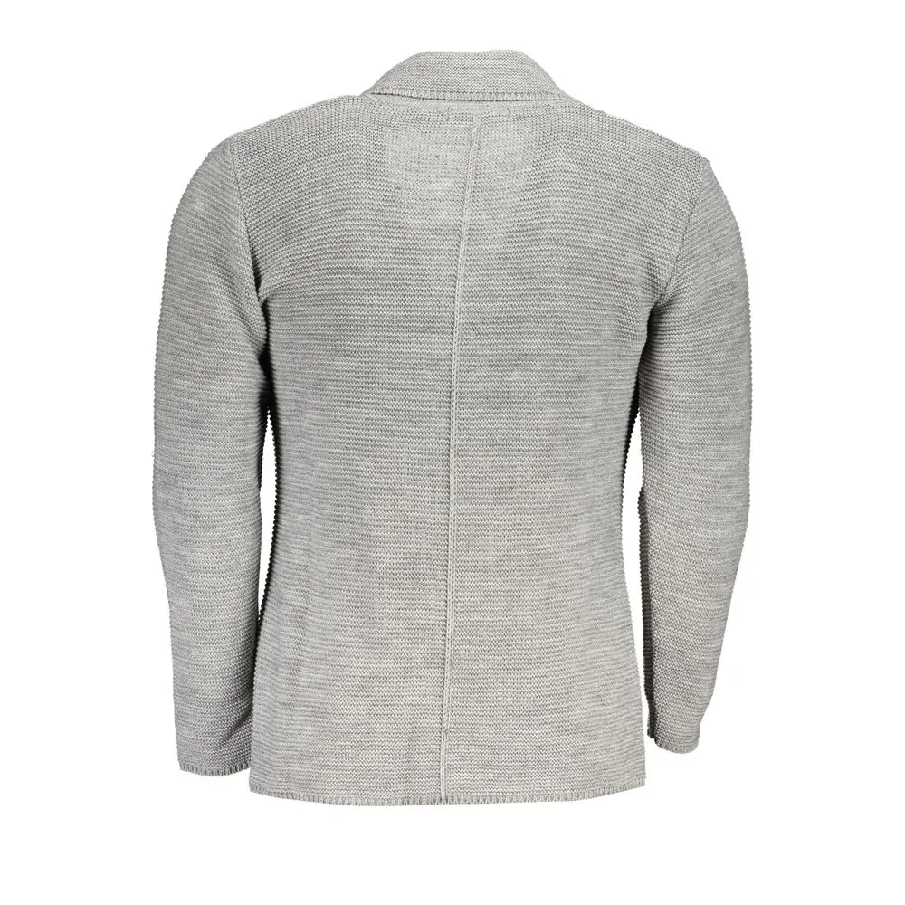U.S. Grand Polo Men's Chic Gray Cardigan with Elegant Pockets