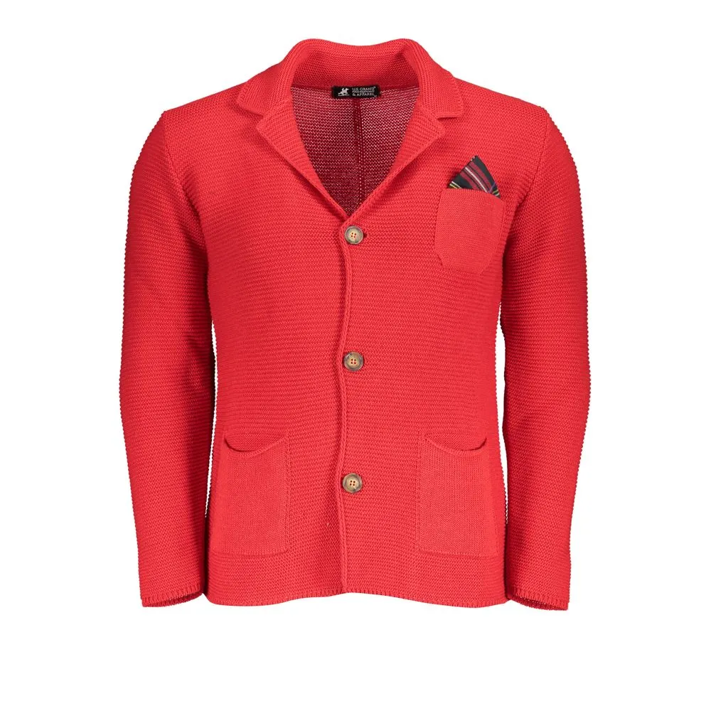 U.S. Grand Polo Men's Chic Pink Cardigan with Elegant Logo Detail