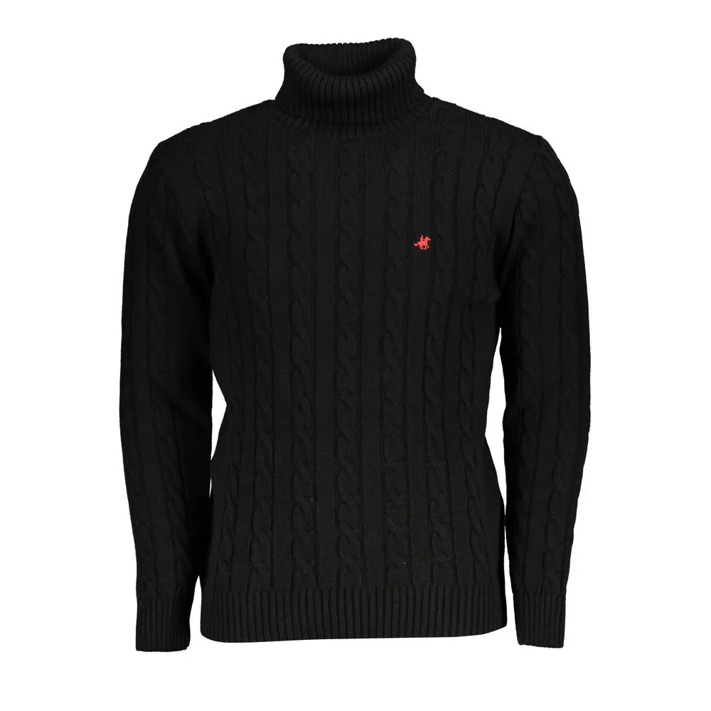 U.S. Grand Polo Men's Elegant Black Turtleneck Twisted Sweater