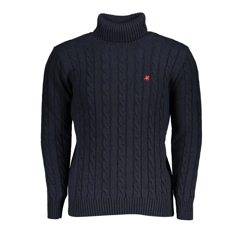 U.S. Grand Polo Men's Elegant Turtleneck Twisted Sweater in Blue