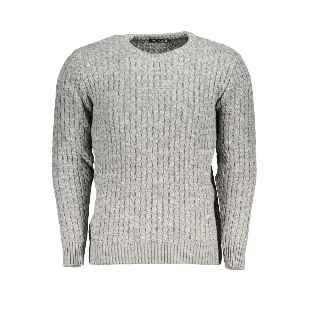 U.S. Grand Polo Men's Elegant Long-Sleeved Twisted Crew Neck Sweater