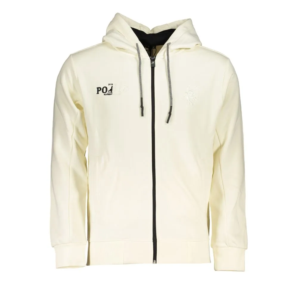 U.S. Grand Polo Men's Chic White Hooded Sweatshirt With Embroidery