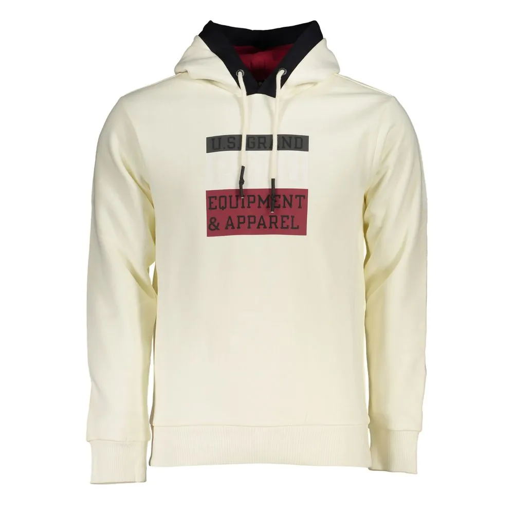 U.S. Grand Polo Men's Elegant Fleece Hooded Sweatshirt with Contrast Details