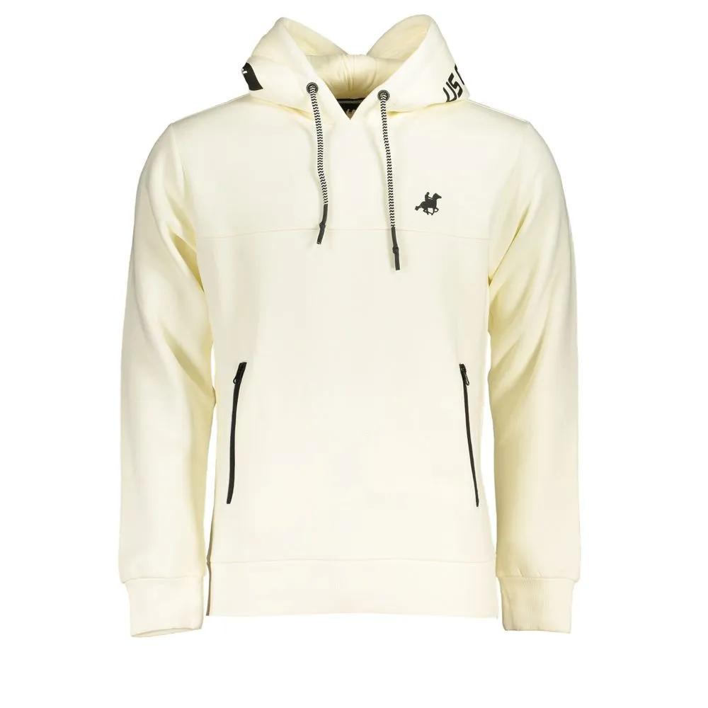 U.S. Grand Polo Men's Chic White Hooded Fleece Sweatshirt