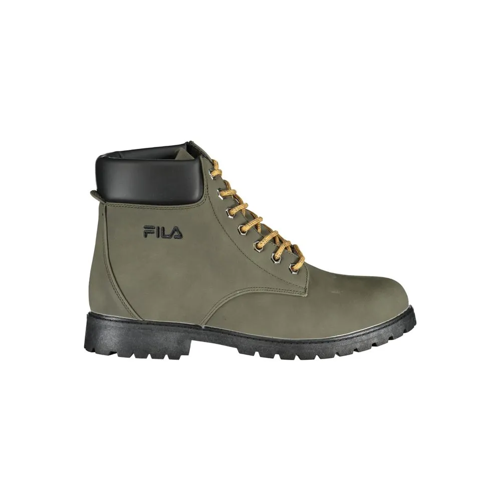 Fila Men's Chic Green Laced Boots with Contrast Embroidery