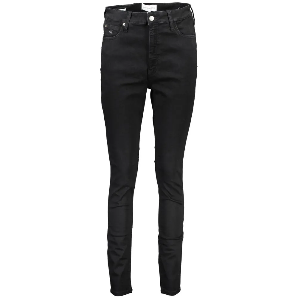 Calvin Klein Women's Elegant Embroidered Black Stretch Jeans