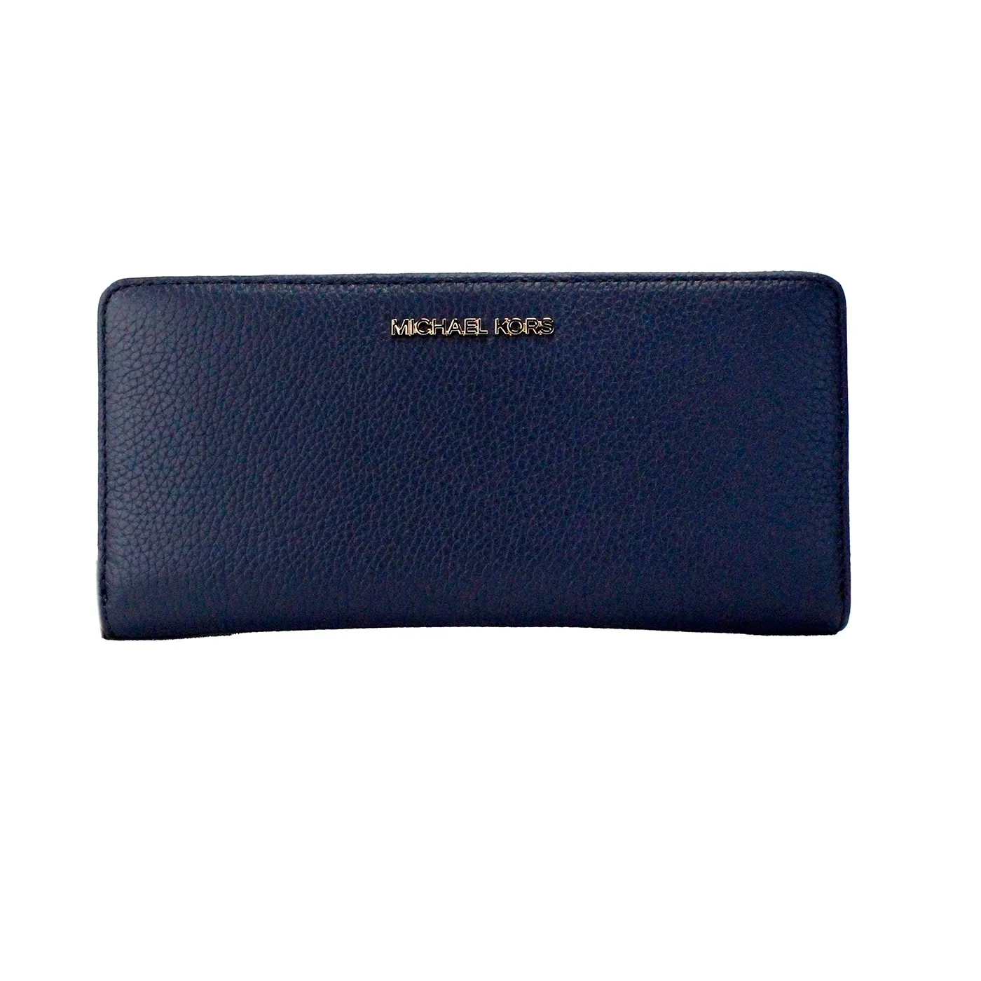 Michael Kors Women's Jet Set Travel Large Navy Pebbled Leather Continental Wrist Wallet