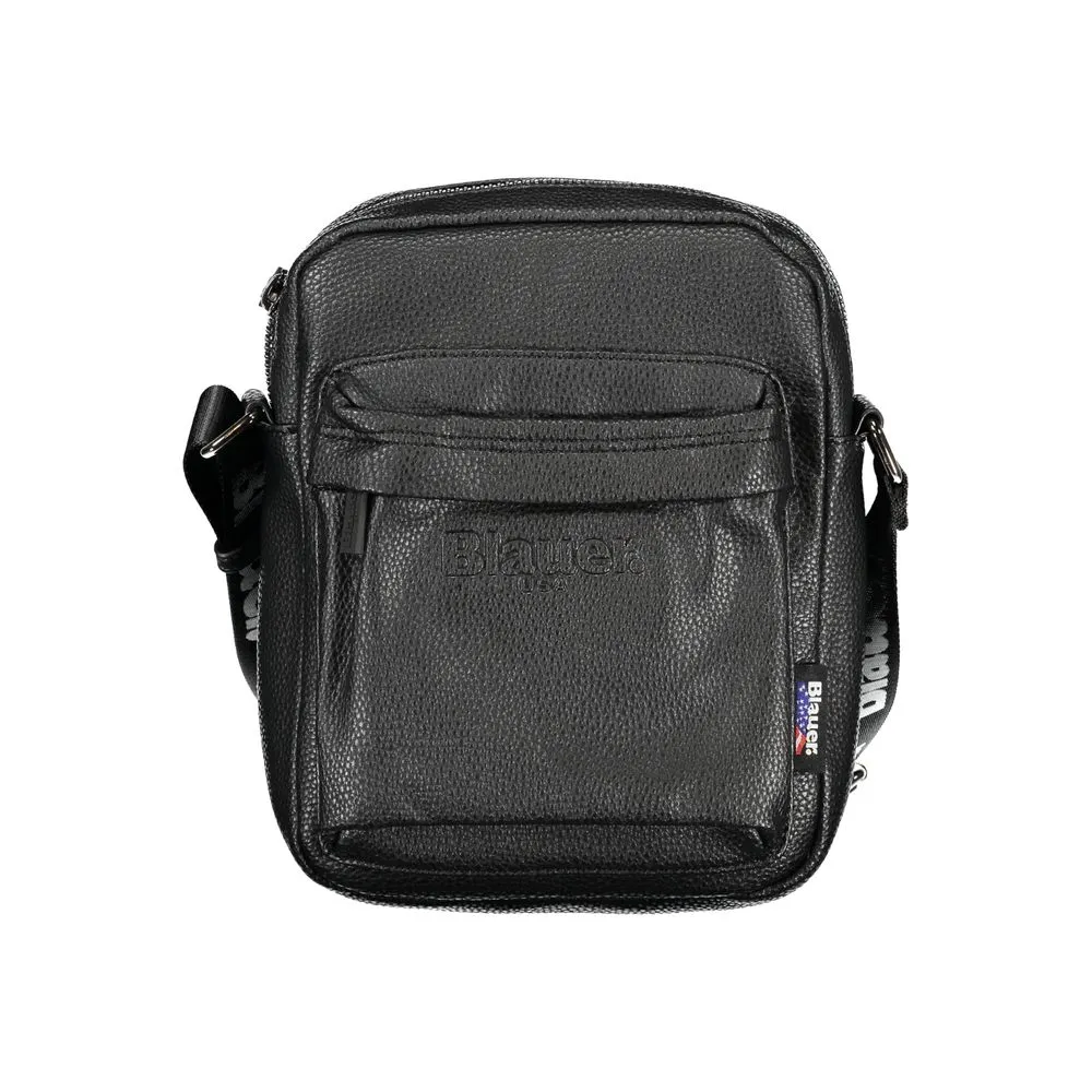 Blauer Men's Black Leather Shoulder Strap Bag