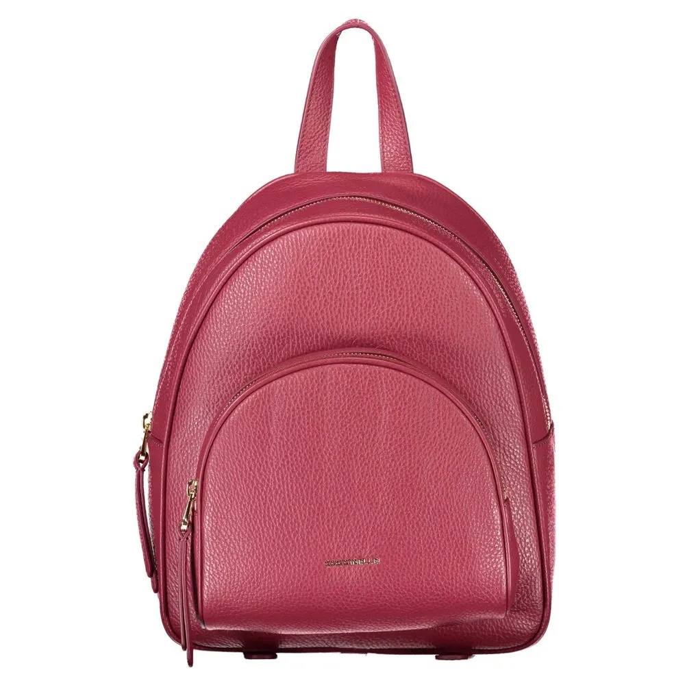 Coccinelle Women's Chic Pink Leather Backpack with Logo Detail