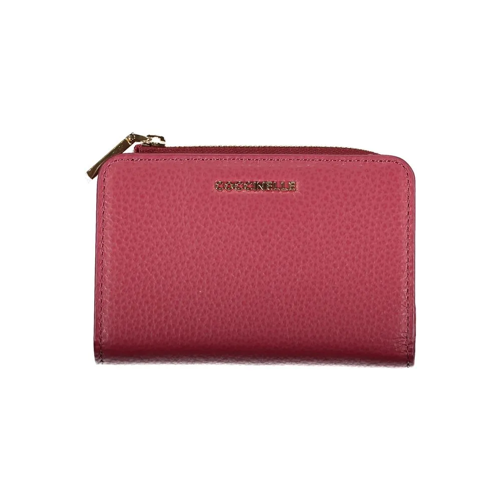 Coccinelle Women's Elegant Pink Leather Wallet with Secure Closures
