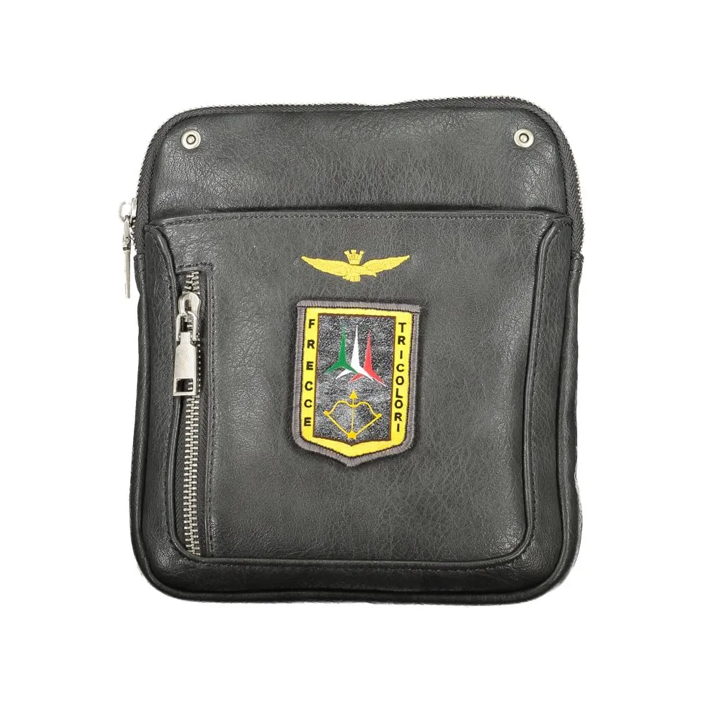 Aeronautica Militare Men's Sleek Gray Shoulder Bag with Iconic Embroidery