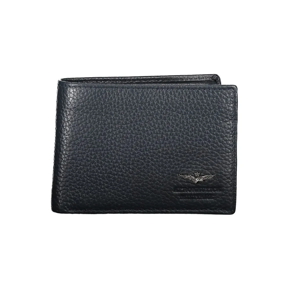 Aeronautica Militare Men's Sleek Blue Leather Wallet with Ample Space