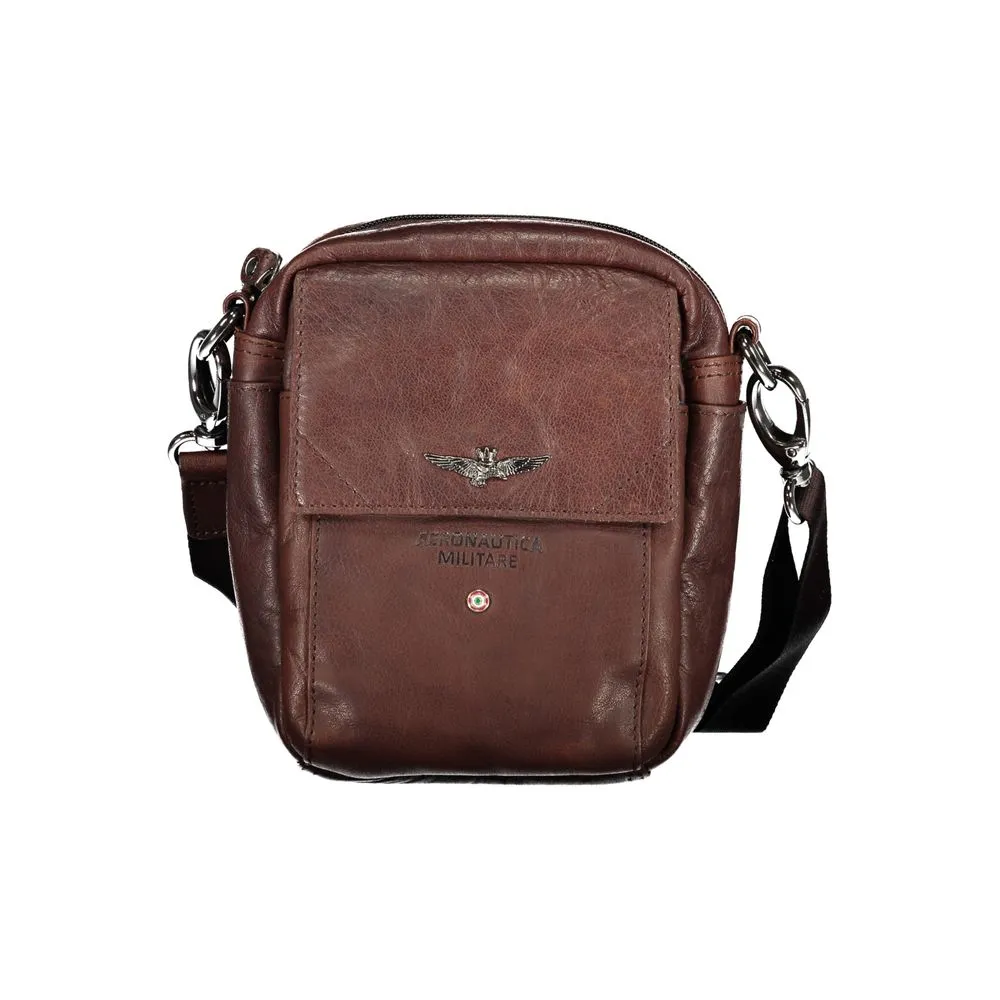 Aeronautica Militare Men's Elegant Brown Leather Shoulder Bag