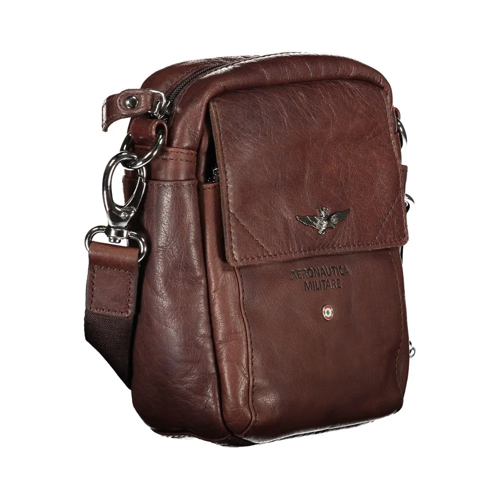 Aeronautica Militare Men's Elegant Brown Leather Shoulder Bag