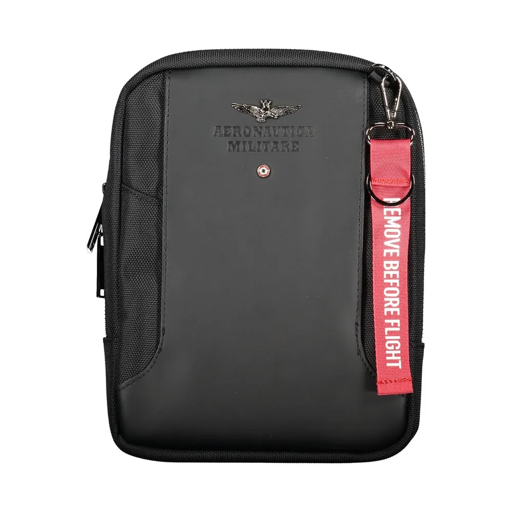 Aeronautica Militare Men's Sophisticated Black Shoulder Bag with Posh Detailing