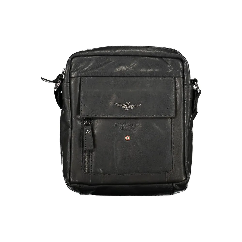 Aeronautica Militare Men's Elevated Elegance Black Shoulder Bag