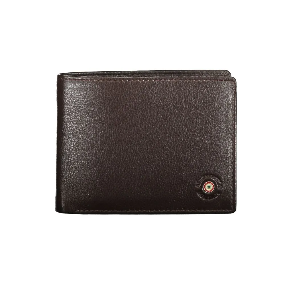 Aeronautica Militare Men's Elegant Brown Leather Wallet with Logo