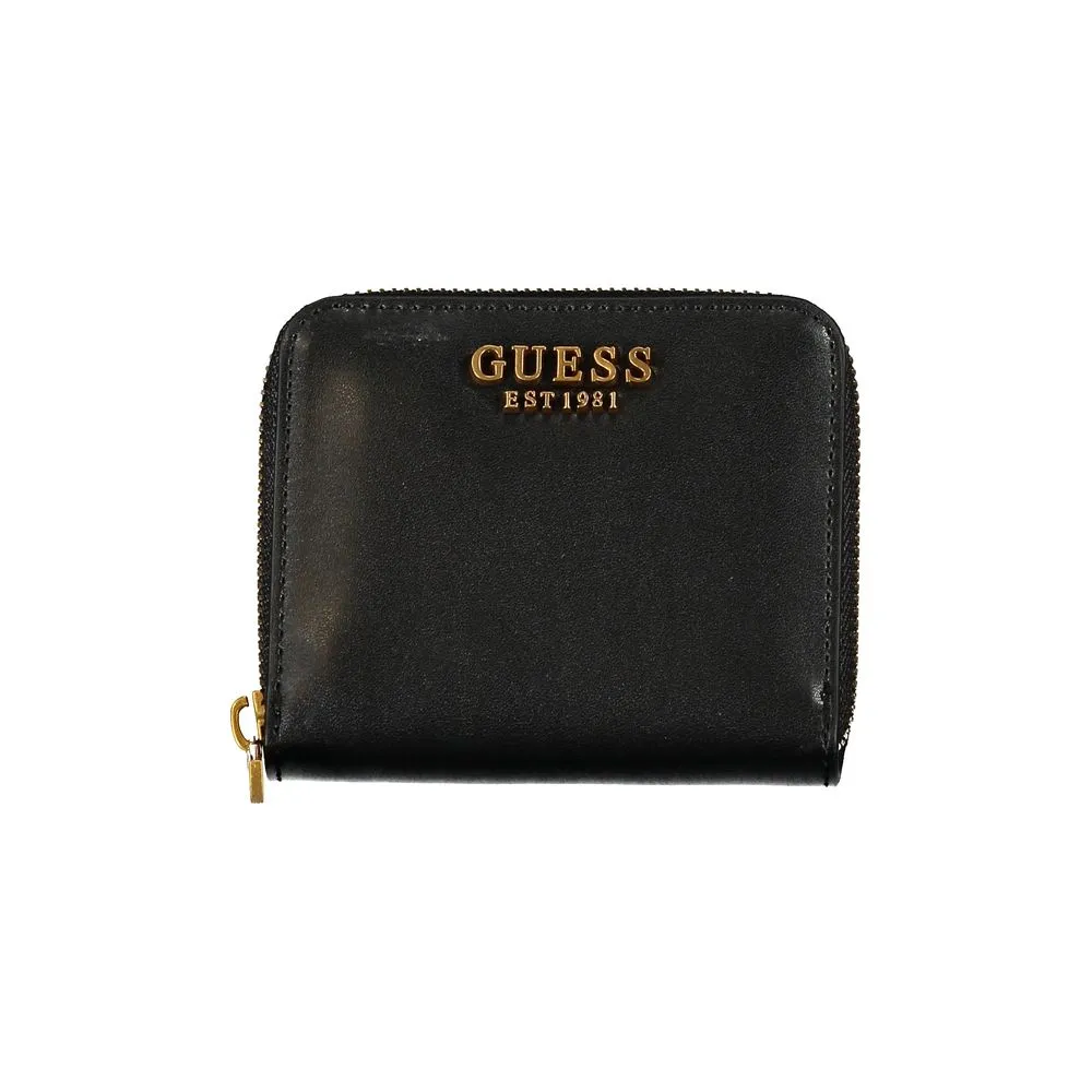 Guess Jeans Women's Chic Black Zip Wallet With Card Organizer