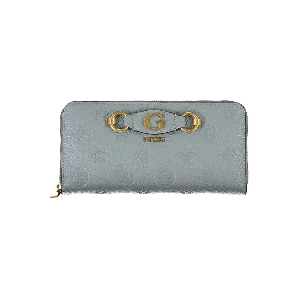Guess Jeans Women's Chic Light Blue IZZY Wallet with Contrasting Details