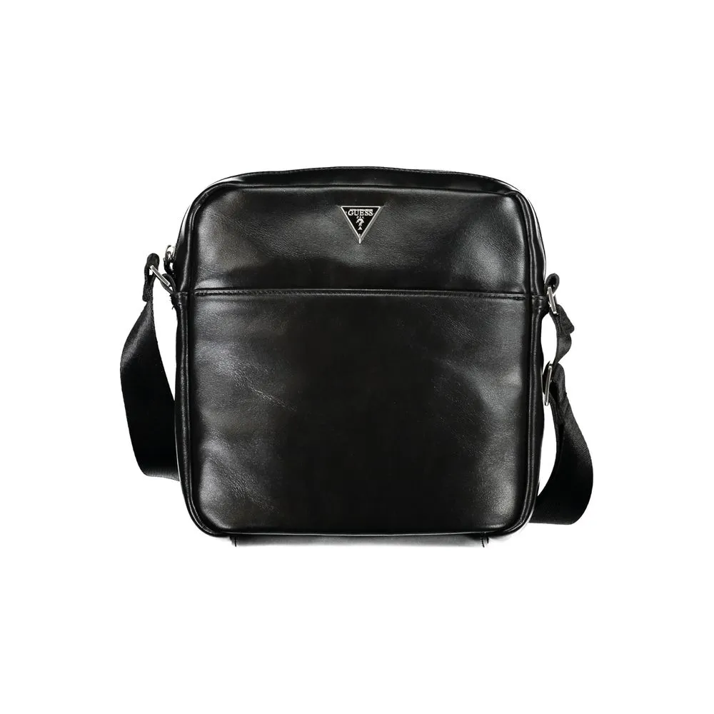 Guess Jeans Men's Sleek Black Shoulder Bag with Ample Storage