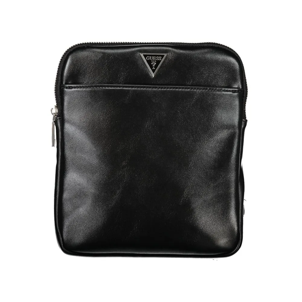 Guess Jeans Men's Sleek Black Shoulder Bag with Adjustable Strap