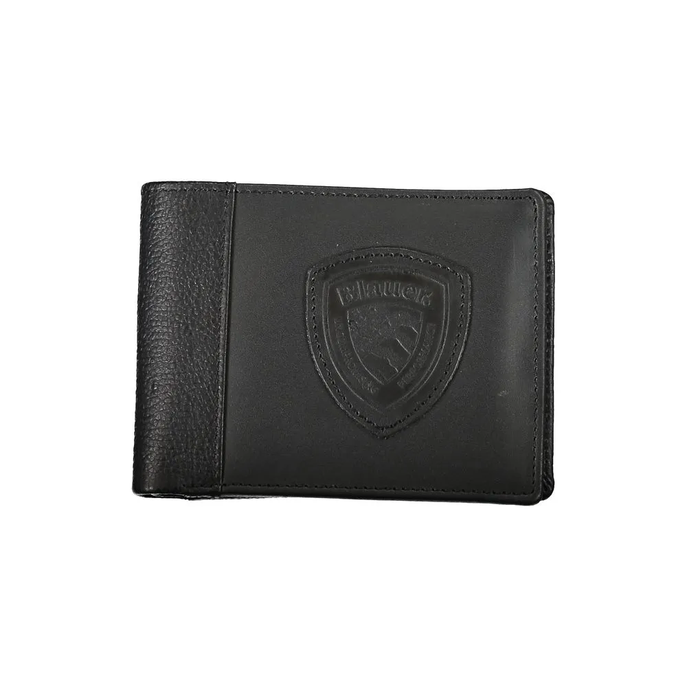 Blauer Men's Elegant Black Leather Wallet with Contrast Details