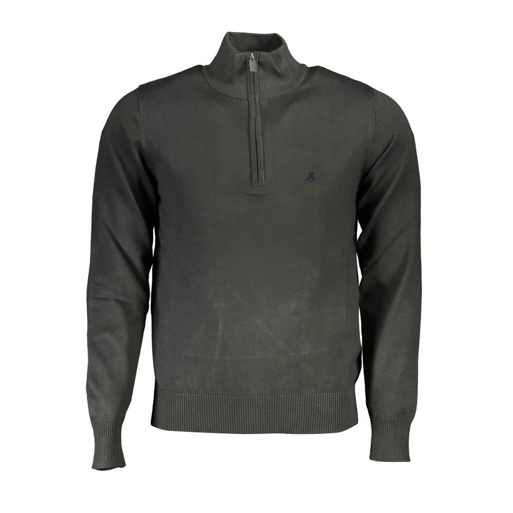 U.S. Grand Polo Men's Chic Half-Zip Embroidered Green Sweater