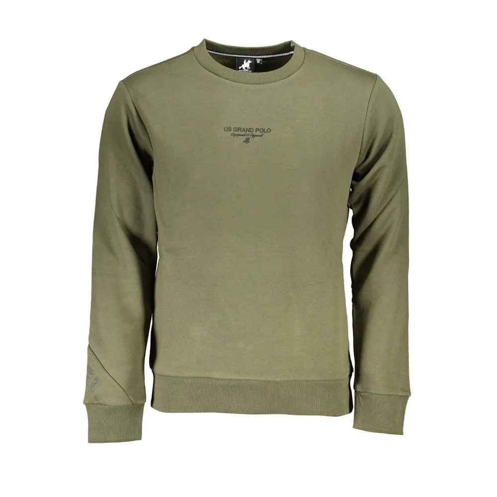 U.S. Grand Polo Men's Vintage Green Crew Neck Fleece Sweatshirt