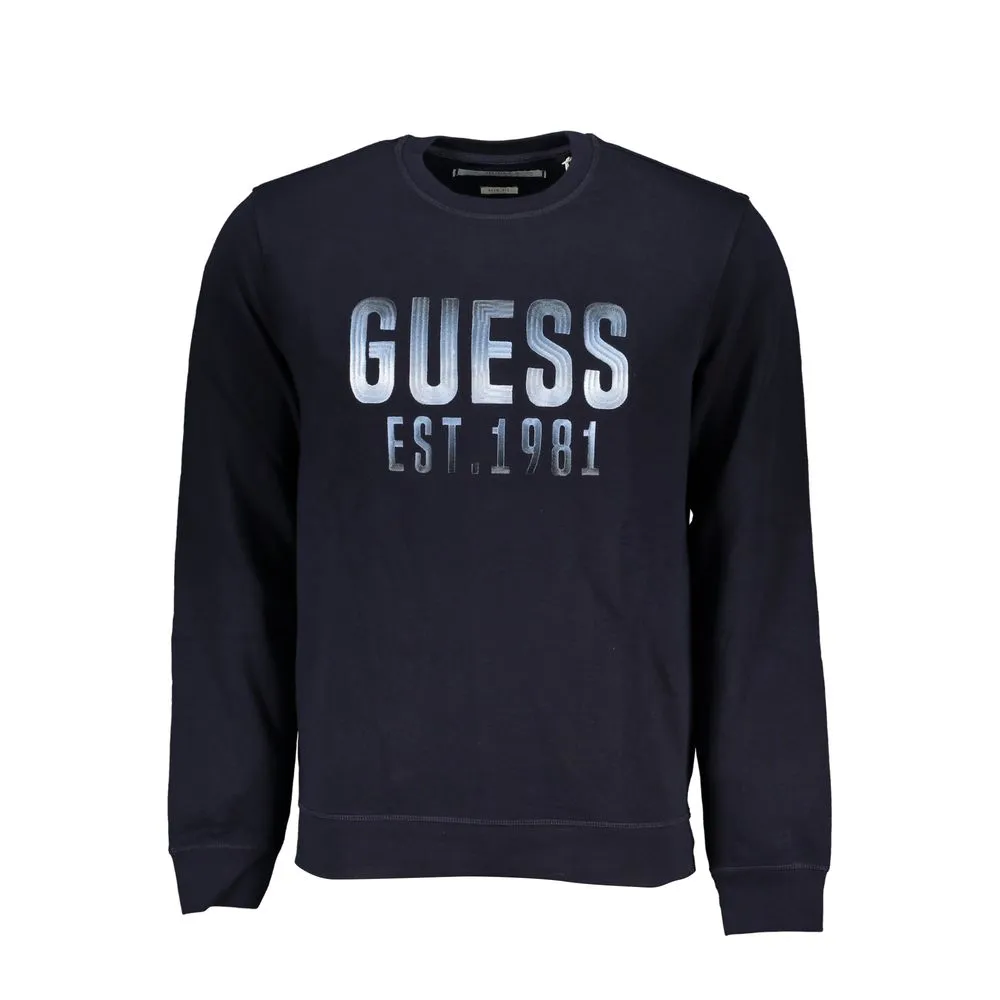 Guess Jeans Men's Sleek Blue Crew Neck Slim Fit Sweatshirt