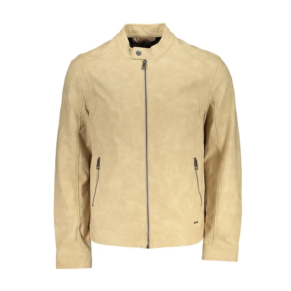 Guess Jeans Men's Chic Beige Long Sleeve Sports Jacket