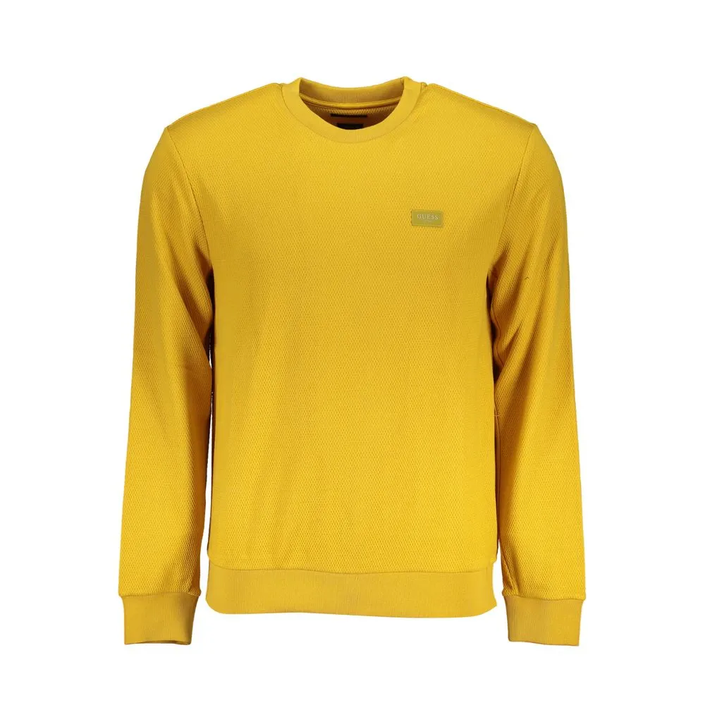 Guess Jeans Men's Sleek Yellow Slim Fit Crew Neck Sweater