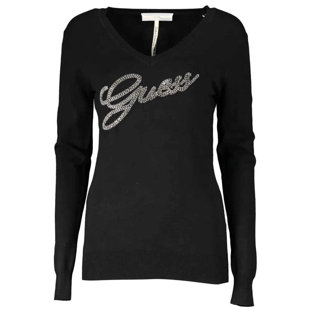 Guess Jeans Women's Elegant V-Neck Rhinestone Sweater