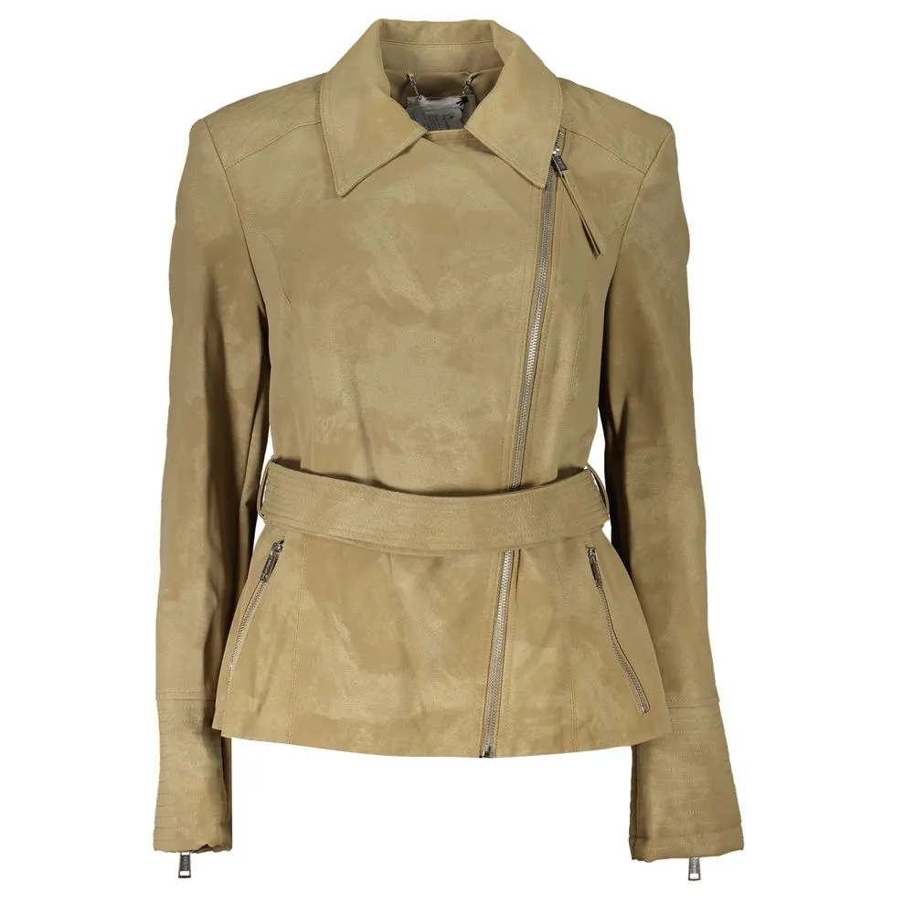 Guess Jeans Women's Elegant Long Sleeve Beige Jacket
