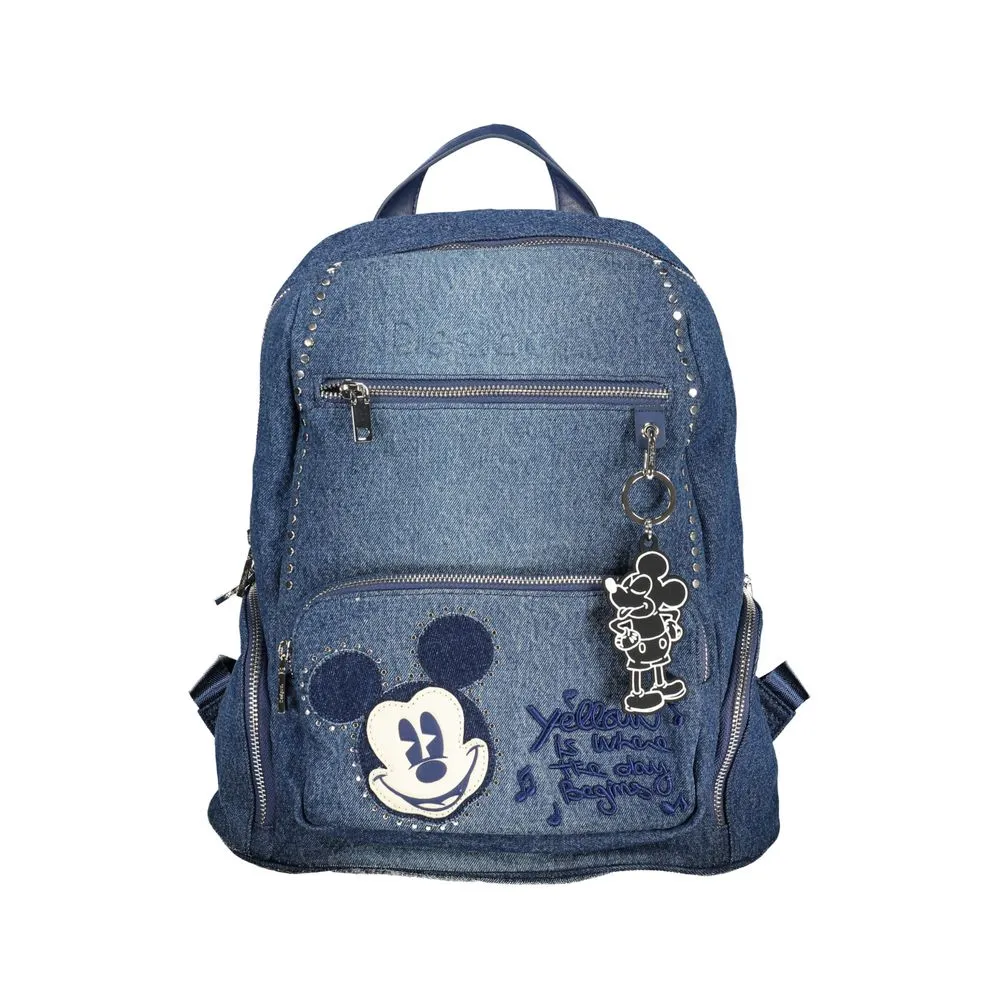 Desigual Women's Chic Embroidered Blue Backpack with Contrasting Details
