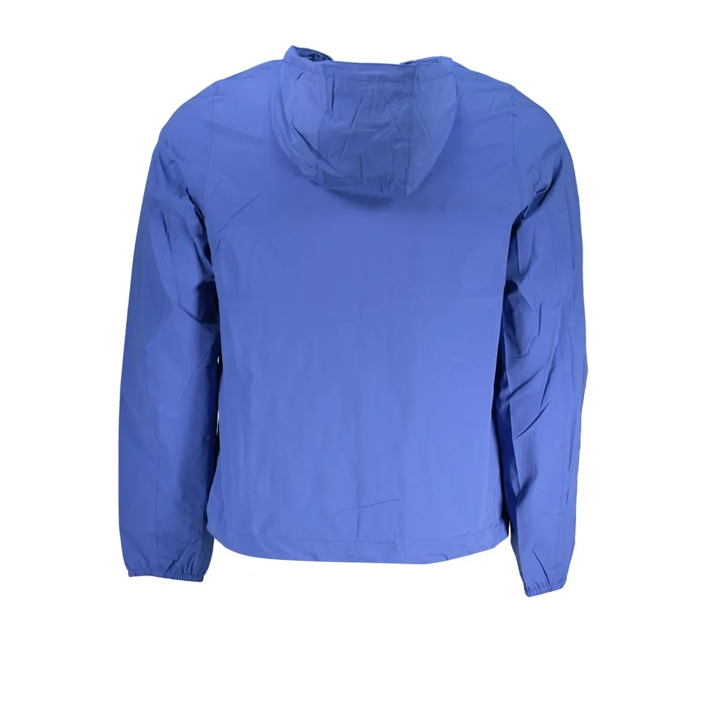 K-WAY Men's Sleek Long-Sleeve Hooded Jacket - Blue