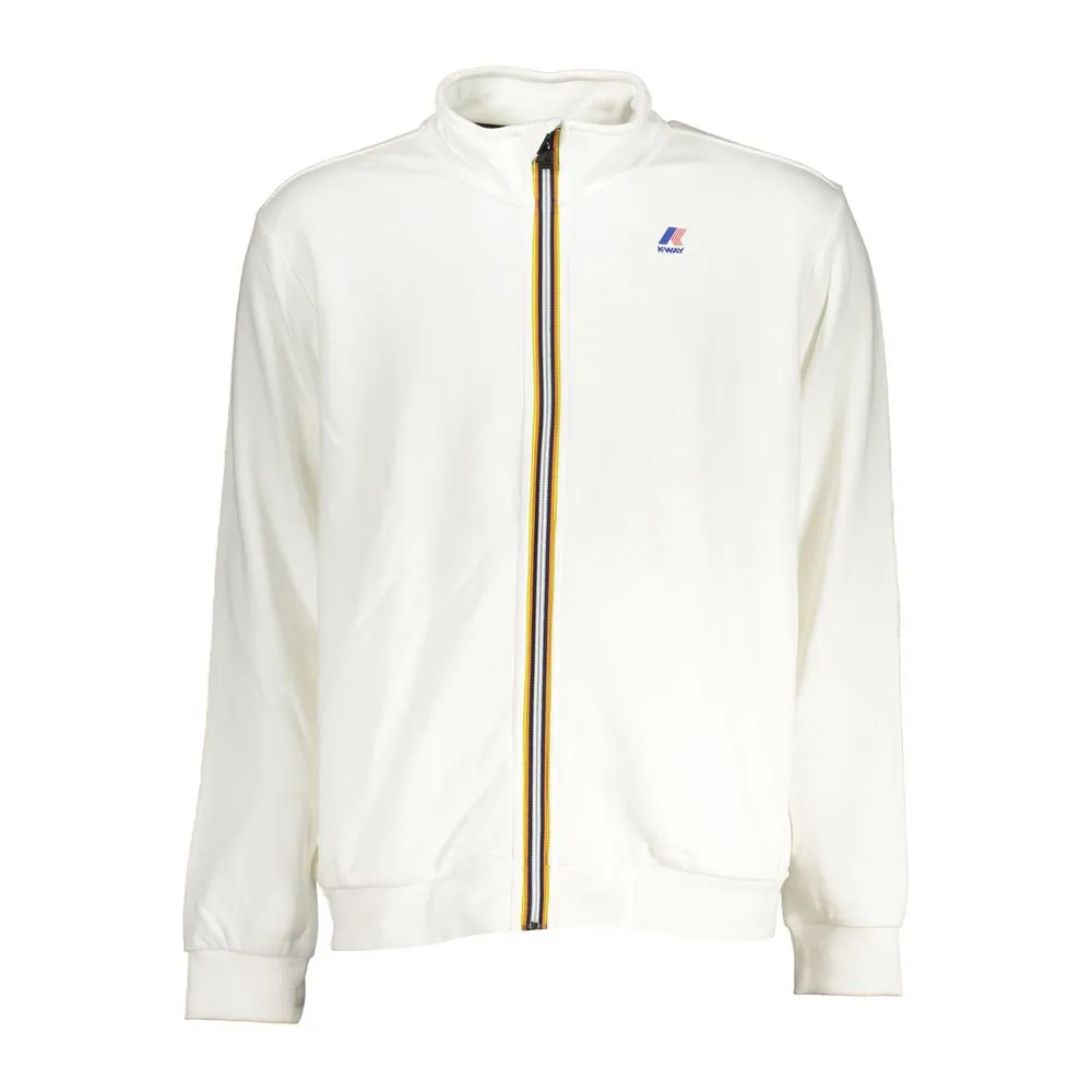 K-WAY Men's Elegant White Contrast Zip Sweater