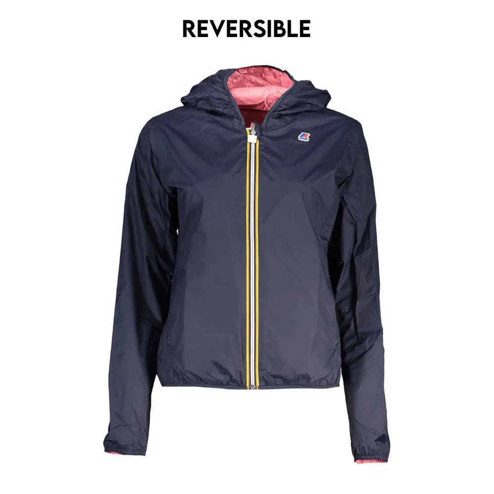 K-WAY Women's Chic Reversible Hooded Blue Jacket