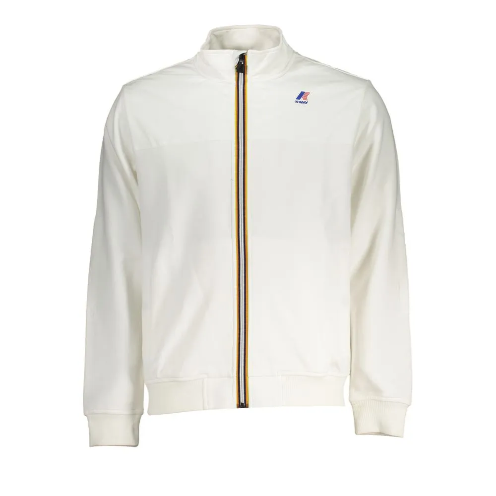 K-WAY Men's Sleek White Long Sleeve Zip Sweatshirt