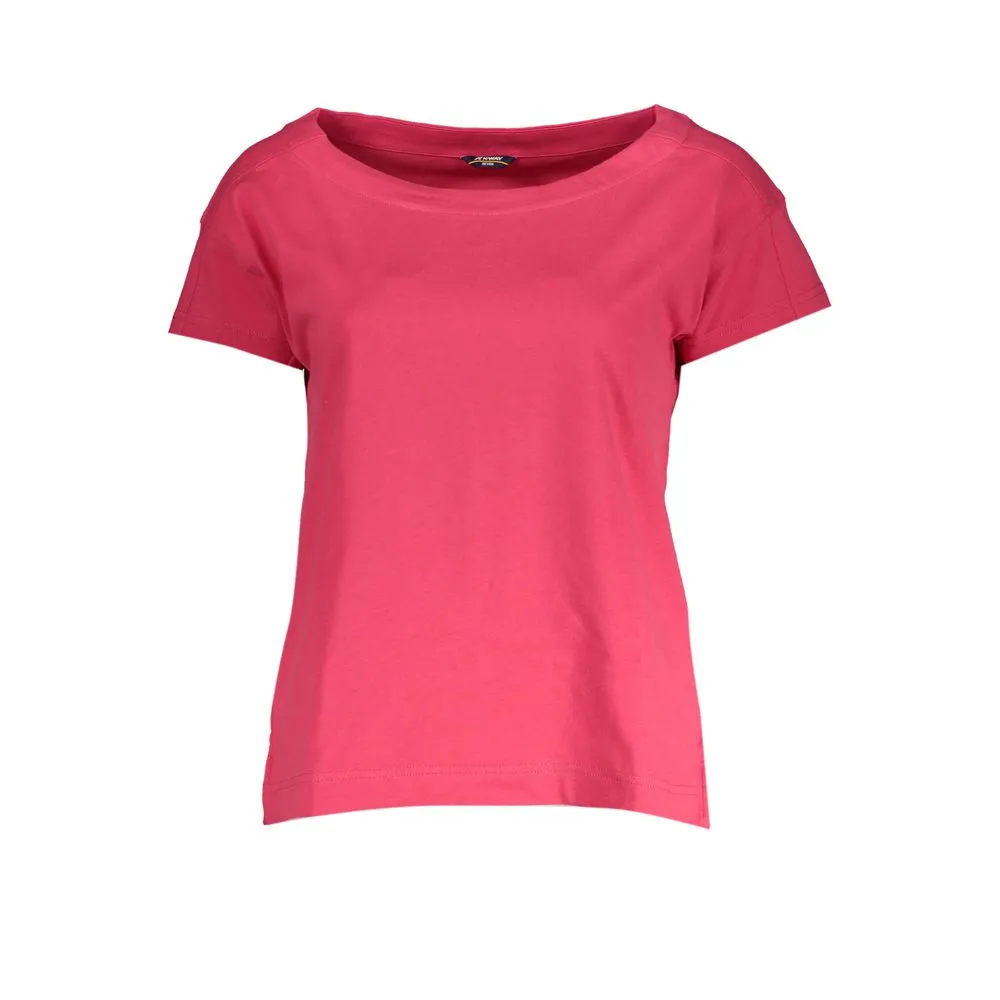 K-WAY Women's Chic Pink Short Sleeve Wide Neck Top