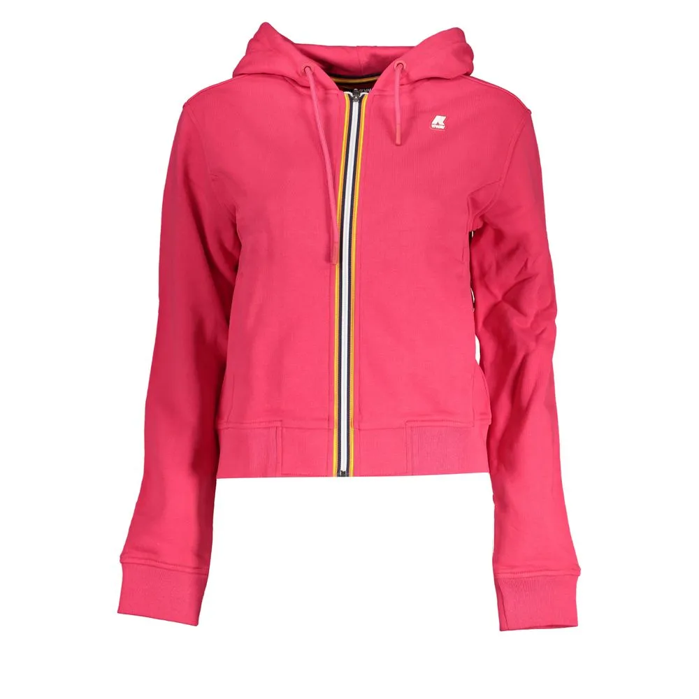 K-WAY Women's Chic Pink Hooded Sweatshirt with Contrast Details