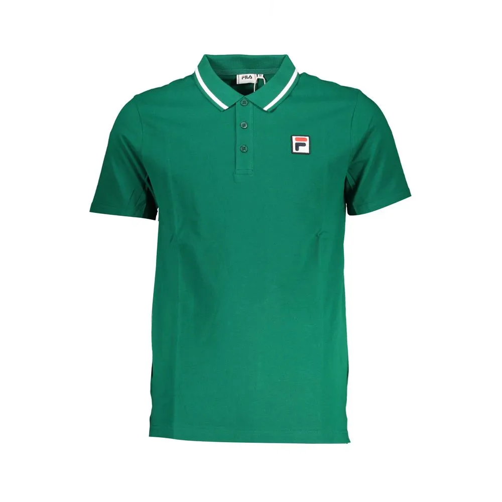 Fila Men's Classic Green Cotton Polo with Contrast Details