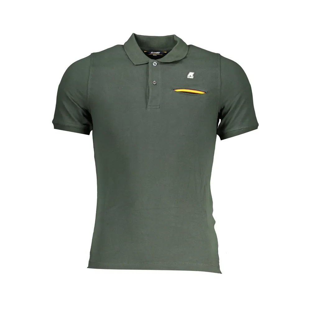 K-WAY Men's Green Contrast Detail Polo Shirt